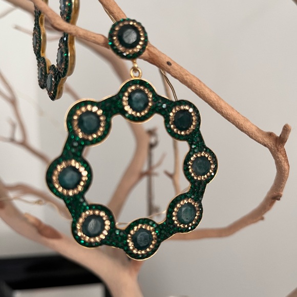Gorgeous SORU Emerald Hoop Earrings - Picture 2 of 3